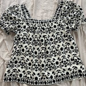 Black and white floral blouse